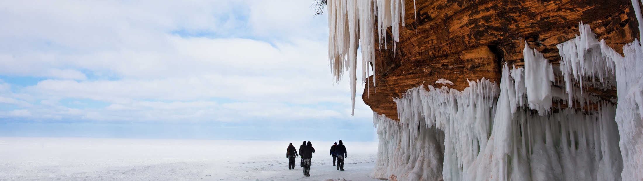 People walking outside ice caves. Photo: Getty Images