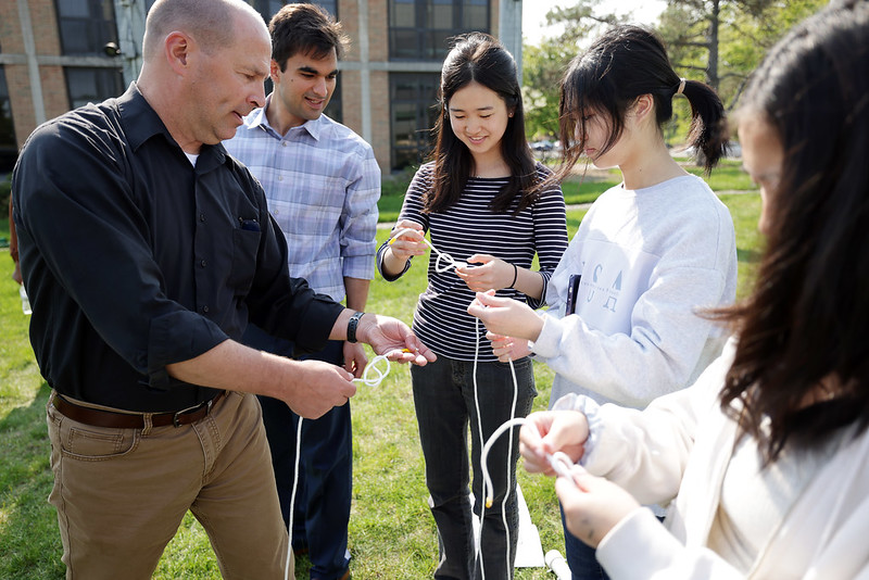 Photo of students building antenna