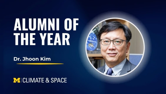 Graphic with photo of Jhoon Kim that reads Alumni of the Year